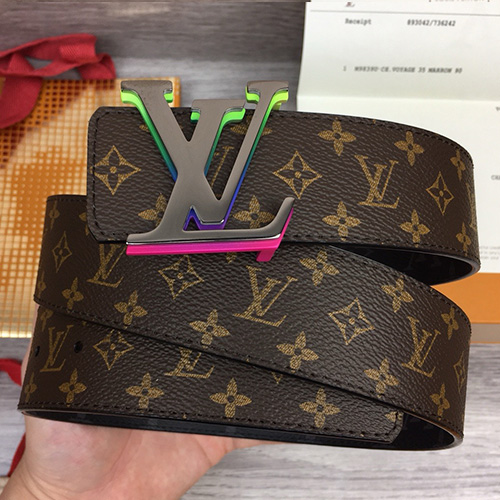 [홍콩명품.LOUIS VUITTON] 루이비통 24SS LV레인보우 로고 모노그램 레더 가죽 벨트 (브라운), BT1153, 4.0cm, MR, 명품레플리카,인터넷쇼핑몰,남자명품,해외직구