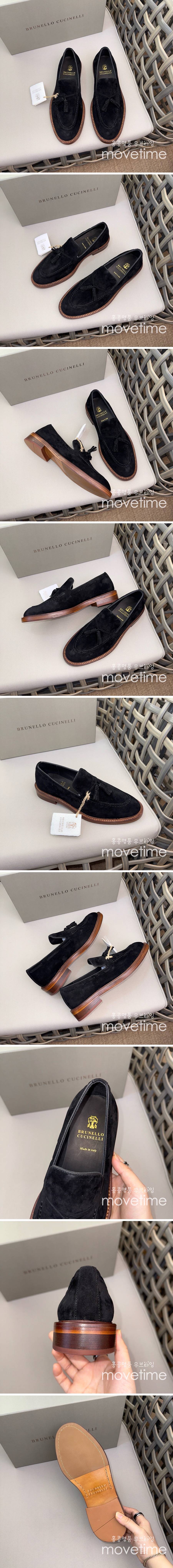 [홍콩명품.Brunello Cucinelli ] 브루넬로쿠치넬리 24SS 로고 레더 가죽 로퍼 구두 (블랙), SE2912, S2, 명품스니커즈,운동화,구두,로퍼,하이탑,신발