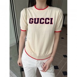 [홍콩명품.Gucci] 구찌 24SS 로고 여성 니트 반팔 티셔츠 (2컬러), BM13358, TBG, 홍콩명품의류,구매대행,온라인명품