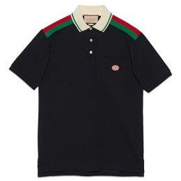 [홍콩명품.Gucci] 구찌 24SS 로고 카라 폴로 반팔 티셔츠 (블랙), BM13552, GHH, 홍콩명품의류,구매대행,온라인명품