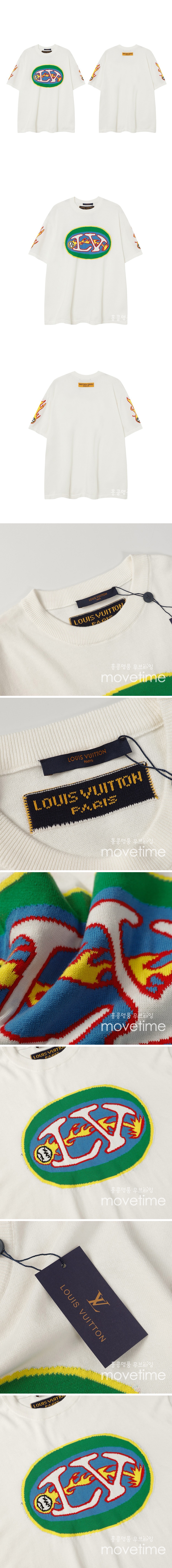 [홍콩명품.LOUIS VUITTON] 루이비통 24SS 로고 그래픽 니트 반팔 티셔츠 (화이트), BM14326, JU, 홍콩명품의류,구매대행,온라인명품