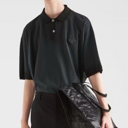 [홍콩명품,PRADA] 프라다 24SS 삼각로고 카라 폴로 반팔 티셔츠 (블랙), BM14334, JL, 홍콩명품의류,구매대행,온라인명품