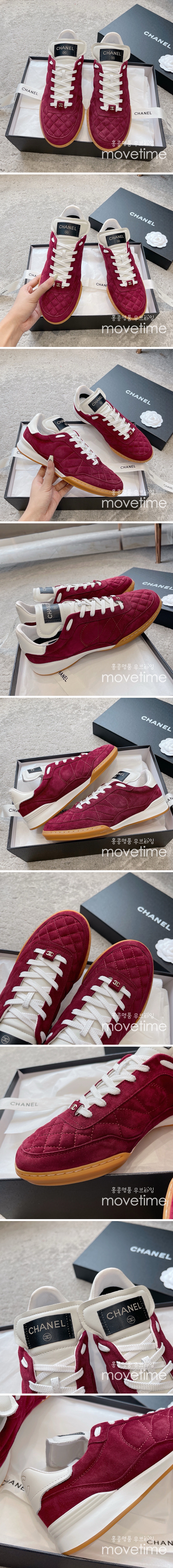 [홍콩명품.CHANEL] 샤넬 24SS 로고 여성 퀄팅 레더 가죽 스니커즈 운동화 (레드), SE3355, SMS, 명품스니커즈,운동화,구두,로퍼,하이탑,신발