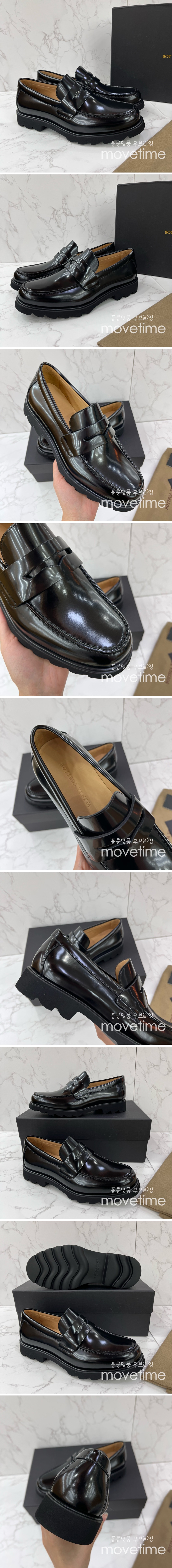 [홍콩명품.BOTTEGA VENETA] 보테가베네타 24SS 로고 레더 가죽 굽 구두 로퍼 (블랙), SE3574, PMD, 명품스니커즈,운동화,구두,로퍼,하이탑,신발