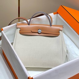 [홍콩명품.Hermes] 에르메스 24SS 로고 HERBAG 핸드백 토트백 (브라운-아이보리-은장), BGM3258, H3, 홍콩명품가방,명품쇼핑몰,크로스백,핸드백,구매대행,무브타임