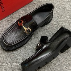 [홍콩명품.FERRAGAMO] 페레가모 24SS 로고 간치니 레더 가죽 굽 로퍼 구두 (블랙), SE3687, S2, 명품스니커즈,운동화,구두,로퍼,하이탑,신발