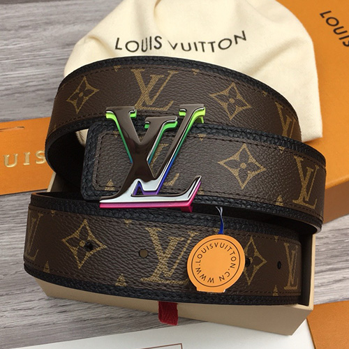 [홍콩명품.LOUIS VUITTON] 루이비통 24SS LV로고 다미에 레더 가죽 벨트 (브라운-블랙), 4.0cm, BT1263, MR, 명품레플리카,인터넷쇼핑몰,남자명품,해외직구