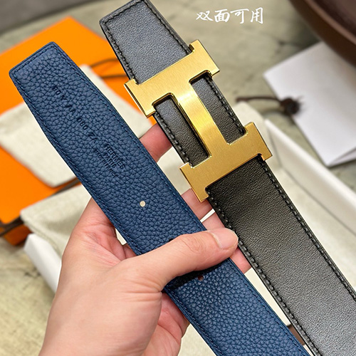 [홍콩명품.Hermes] 에르메스 24SS 금장 H로고 LEATHER STRAP 리버서블 레더 가죽 벨트 (블랙-블루), 3.8cm, BT1286, MR, 명품레플리카,인터넷쇼핑몰,남자명품,해외직구