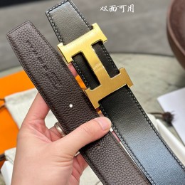 [홍콩명품.Hermes] 에르메스 24SS 금장 H로고 LEATHER STRAP 리버서블 레더 가죽 벨트 (블랙-브라운), 3.8cm, BT1287, MR, 명품레플리카,인터넷쇼핑몰,남자명품,해외직구