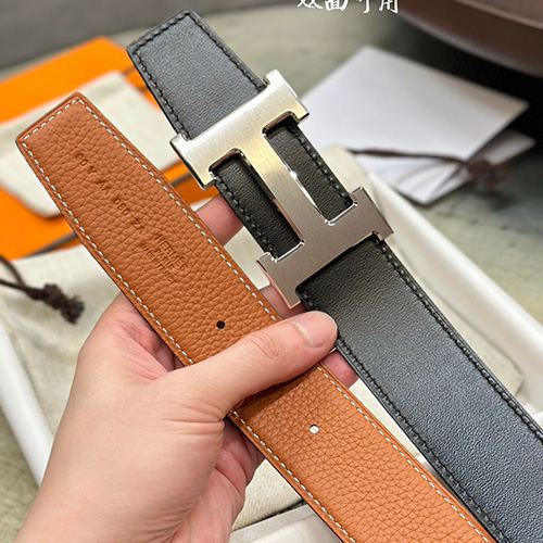 [홍콩명품.Hermes] 에르메스 24SS 은장 H로고 LEATHER STRAP 리버서블 레더 가죽 벨트 (블랙-브라운), 3.8cm, BT1290, MR, 명품레플리카,인터넷쇼핑몰,남자명품,해외직구