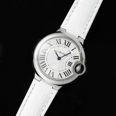 [홍콩명품시계.CARTIER] 까르띠에 발롱블루 33mm 화이트 다이얼 악어가죽 스트랩 