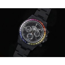 [홍콩명품시계.ROLEX] 로렉스 롤렉스 데이토나 PVD 레인바우 다이아몬드 베젤 블랙 다이얼, 메탈시계