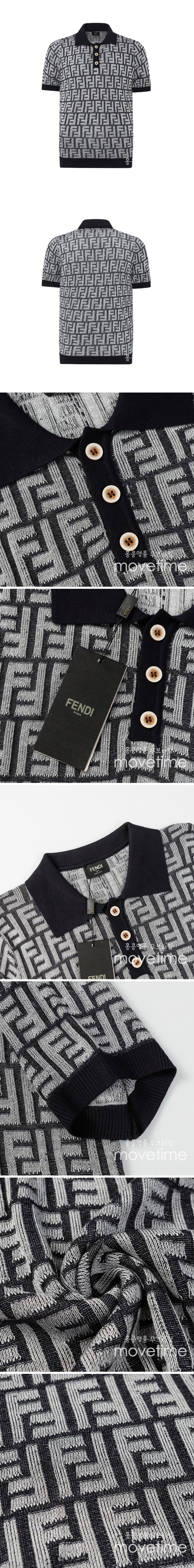 [홍콩명품,FENDI] 펜디 24SS 로고 FF패턴 카라 폴로 반팔 티셔츠 (블랙), BM15318, JU, 홍콩명품의류,구매대행,온라인명품