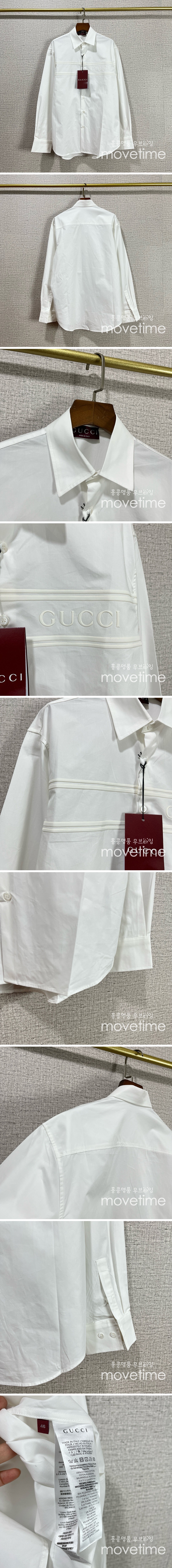 [홍콩명품.Gucci] 구찌 24SS 로고 자수 포플린 남방 셔츠 (화이트), BM15474, JU, 홍콩명품의류,구매대행,온라인명품