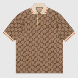 [홍콩명품.Gucci] 구찌 24SS 로고 GG 수프림 카라 폴로 반팔 티셔츠 (카라멜), BM15536, JU, 홍콩명품의류,구매대행,온라인명품