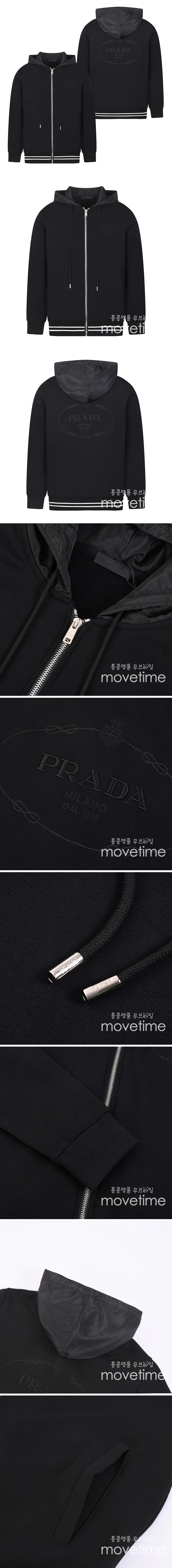 [홍콩명품,PRADA] 프라다 24SS 로고 자수 후드 집업 자켓 (블랙), BM16011, JU, 홍콩명품의류,구매대행,온라인명품