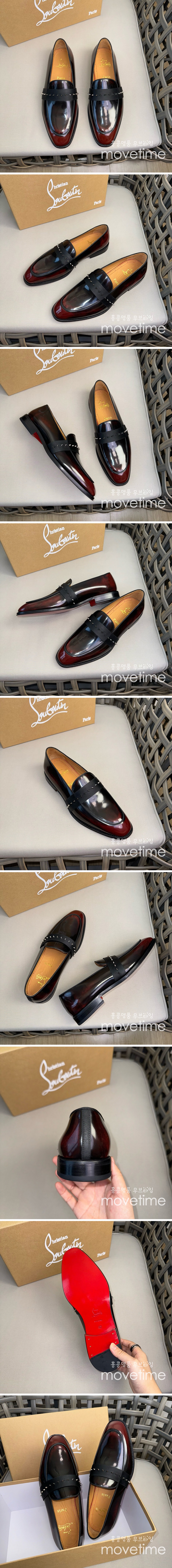 [홍콩명품.Christian Louboutin] 크리스챤루부탱 24SS 로고 레더 가죽 구두 로퍼 (와인), SE4175, S2, 명품스니커즈,운동화,구두,로퍼,하이탑,신발