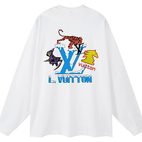 [홍콩명품.LOUIS VUITTON] 루이비통 24SS 로고 그래픽 프린트 긴팔 티셔츠 (화이트), BM16396, JU, 홍콩명품의류,구매대행,온라인명품