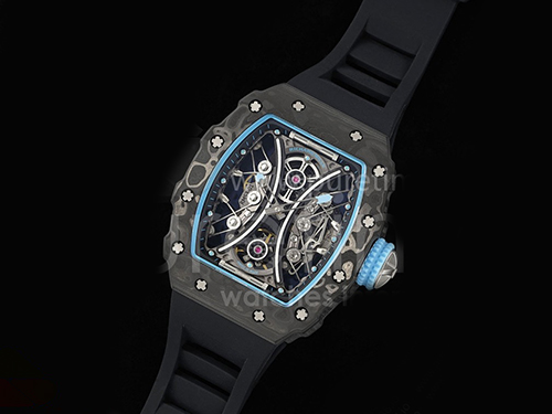 [홍콩명품시계.RICHARD MILLE] 리차드밀레 RM53-01 투어빌론 블랙카본 베젤 스켈레톤 다이얼, 블랙 고무밴드