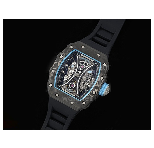 [홍콩명품시계.RICHARD MILLE] 리차드밀레 RM53-01 투어빌론 블랙카본 베젤 스켈레톤 다이얼, 블랙 고무밴드
