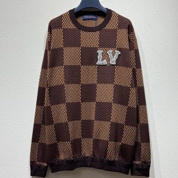 [홍콩명품.LOUIS VUITTON] 루이비통 24SS 로고 다미에 맨투맨 티셔츠 (브라운), BM16651, KB, 홍콩명품의류,구매대행,온라인명품