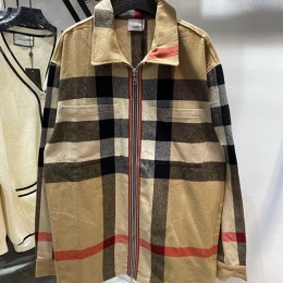 [홍콩명품.Burberry] 버버리 24SS 로고 체크패턴 울 지퍼 남방 셔츠 (카라멜), BM16750, S1F, 홍콩명품의류,구매대행,온라인명품