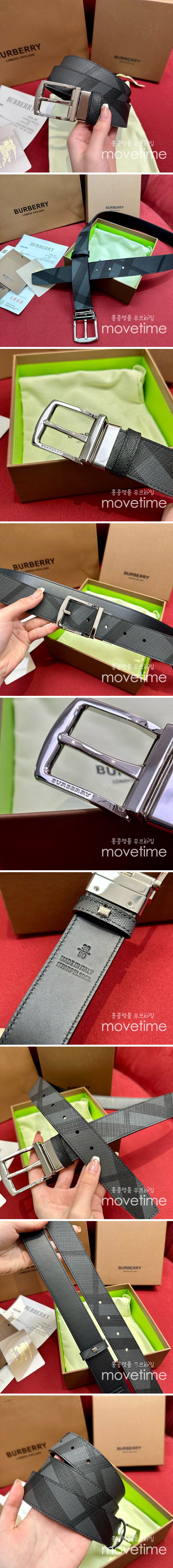 [홍콩명품.Burberry] 버버리 24SS 로고 레더 가죽 벨트 (블랙-은장), 3.5cm, BT1356, BRB, 명품레플리카,인터넷쇼핑몰,남자명품,해외직구