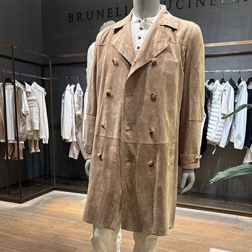 [홍콩명품.Brunello Cucinelli ] 브루넬로쿠치넬리 24SS 로고 레더 가죽 트렌치 코트 자켓  (카라멜), BM17283, TOM, 홍콩명품의류,구매대행,온라인명품