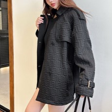 [홍콩명품,FENDI] 펜디 24SS 로고 여성 FF패턴 벨티드 코트 자켓 (블랙), BM17908, TBG, 홍콩명품의류,구매대행,온라인명품