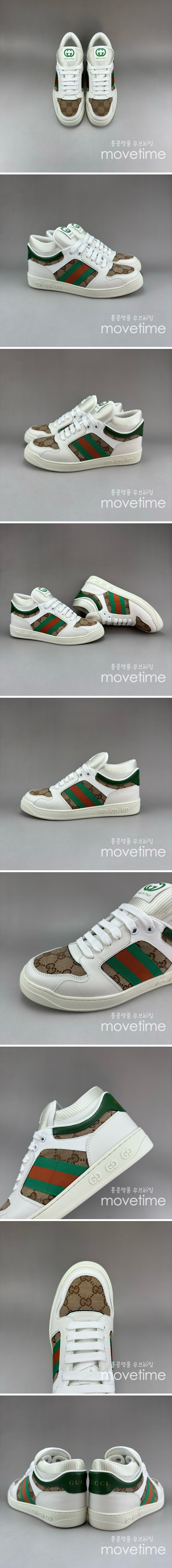 [홍콩명품.Gucci] 구찌 24SS 로고 GG수프림 레더 가죽 스니커즈 운동화 (화이트-카라멜), SE4349, S3, 명품스니커즈,운동화,구두,로퍼,하이탑,신발