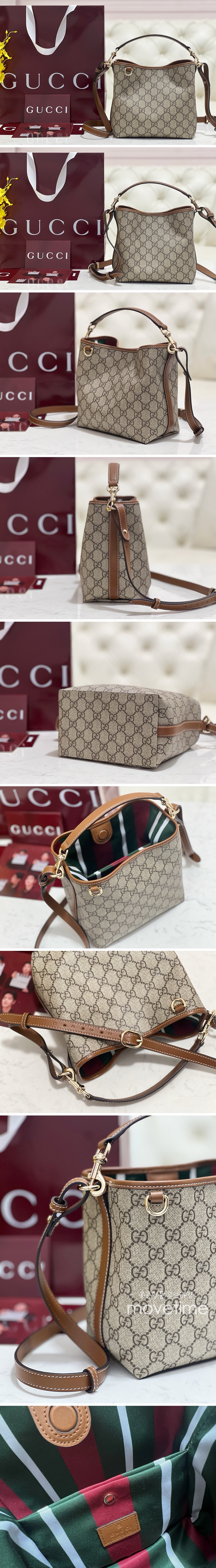 [가격문의][홍콩명품.Gucci] 구찌 25SS 로고 GG 엠블럼 미니 버킷백 베이지 다크 브라운 캔버스 815118FAD6L9758, BGM4402, BDA, 홍콩명품가방,명품쇼핑몰,크로스백,핸드백,구매대행