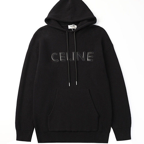 [홍콩명품.CELINE] 셀린느 25SS 로고 니트 후드 티셔츠 (블랙), BM18622, JU, 홍콩명품의류,구매대행,온라인명품