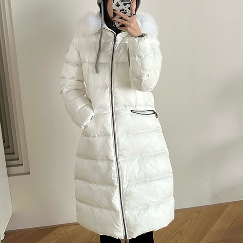 [홍콩명품.MONCLER] 몽클레어 25SS 로고 여성 폭스퍼 후드 구스다운 롱패딩 자켓 (2컬러), BM18754, KB, 홍콩명품의류,구매대행,온라인명품