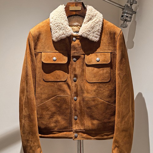 [홍콩명품.TOM FORD] 톰포드 25SS 로고 시어링 레더 가죽 봄버 자켓 (브라운), BM18908, TOM, 홍콩명품의류,구매대행,온라인명품