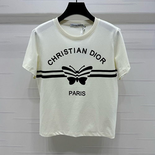 [홍콩명품,Christian Dior] 디올 25SS 로고 여성 버터플라이 프린트 반팔 티셔츠 (화이트), BM19281, TBG, 홍콩명품의류,구매대행,온라인명품