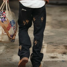 [홍콩명품. Amexnocap] 플래시 패치드 25SS 로고 데님 팬츠 진 청바지 (블랙), BM19348, KK, 홍콩명품의류,구매대행,온라인명품