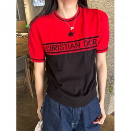 [홍콩명품,Christian Dior] 디올 25SS 로고 여성 니트 반팔 티셔츠 (2컬러), BM19381, TBG, 홍콩명품의류,구매대행,온라인명품