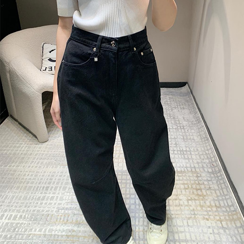 [홍콩명품.LOEWE] 로에베 25SS 로고 여성 오버핏 데님 팬츠 진 청바지 (블랙), BM19382, TBG, 홍콩명품의류,구매대행,온라인명품