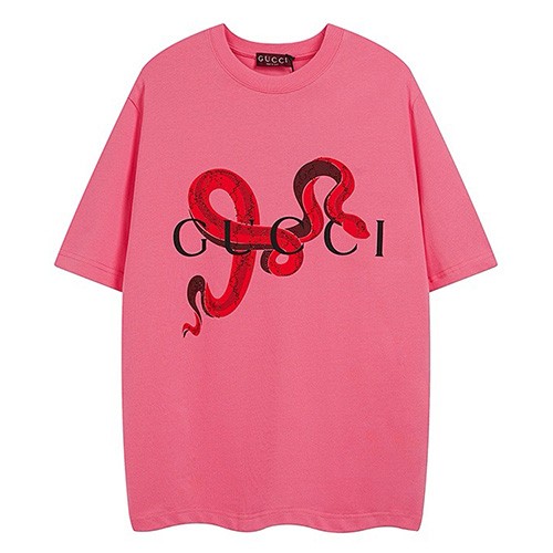 [홍콩명품.Gucci] 구찌 25SS 로고 그래픽 프린트 반팔 티셔츠 (핑크), BM19396, JU, 홍콩명품의류,구매대행,온라인명품