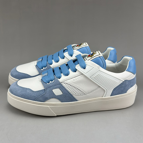 [홍콩명품.BALLY] 발리 25SS 로고 레더 가죽 스니커즈 운동화 (화이트-스카이블루), SE4647, S3, 명품스니커즈,운동화,구두,로퍼,하이탑,신발