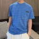 [홍콩명품,MIU MIU] 미우미우 25SS 로고 스트라이프 반팔 티셔츠 (블루), BM19570, KK, 홍콩명품의류,구매대행,온라인명품