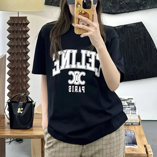 [홍콩명품.CELINE] 셀린느 25SS 로고 프린트 반팔 티셔츠 (2컬러), BM19639, KB, 홍콩명품의류,구매대행,온라인명품