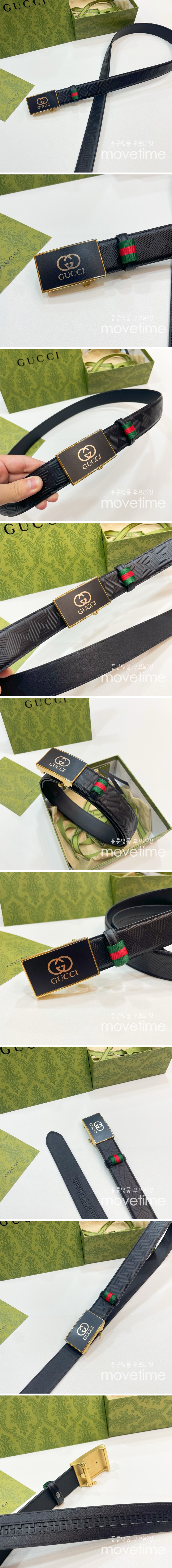 [홍콩명품.Gucci] 구찌 25SS 로고 레더 가죽 자동 벨트 (블랙-금장), 3.5cm, BT1399, BRB, 명품레플리카,인터넷쇼핑몰,남자명품,해외직구