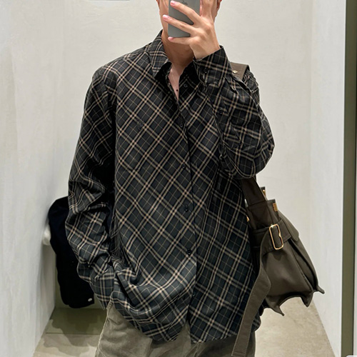 [홍콩명품.Burberry] 버버리 25SS 로고 체크패턴 남방 셔츠 (카키), BM19819, KB, 홍콩명품의류,구매대행,온라인명품