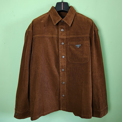 [홍콩명품,PRADA] 프라다 25SS 삼각로고 코드류이 골덴 남방 셔츠 (브라운), BM19896, JL, 홍콩명품의류,구매대행,온라인명품
