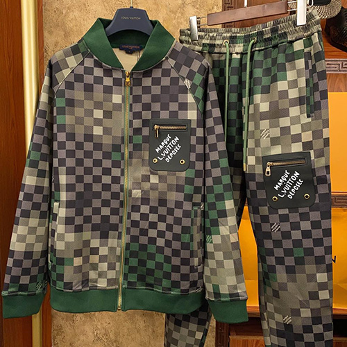 [홍콩명품.LOUIS VUITTON] 루이비통 25SS 로고 다미에 트레이닝 집업 자켓 + 조거 팬츠 바지 상하의 세트 (카모플라쥬), BM19945, S1F, 홍콩명품의류,구매대행,온라인명품