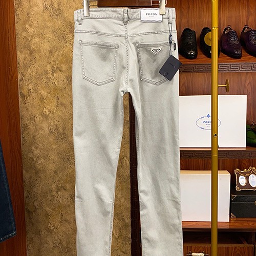 [홍콩명품,PRADA] 프라다 25SS 삼각로고 데님 팬츠 진 청바지 (그레이), BM19949, S1F, 홍콩명품의류,구매대행,온라인명품