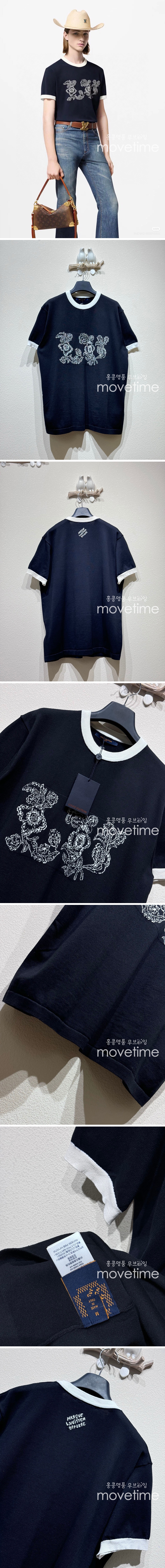 [홍콩명품.LOUIS VUITTON] 루이비통 25SS 로고 그래픽 니트 반팔 티셔츠 (네이비), BM20167, KB, 홍콩명품의류,구매대행,온라인명품