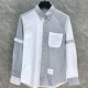 [홍콩명품.THOME BROWNE] 톰브라운 25SS 로고 레이어드 남방 셔츠 (화이트-그레이), BM20198, TB1, 홍콩명품의류,구매대행,온라인명품