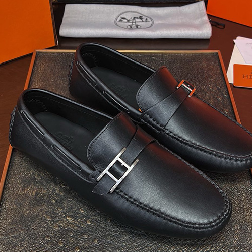 [홍콩명품.Hermes] 에르메스 25SS 로고 레더 가죽 구두 로퍼 (블랙), SE4704, S1, 명품스니커즈,운동화,구두,로퍼,하이탑,신발